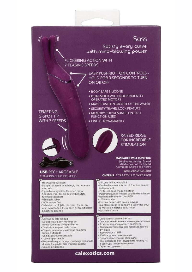 Tempt & Tease Sass Rechargeable Silicone Vibrator with Clitoral Stimulator - Purple