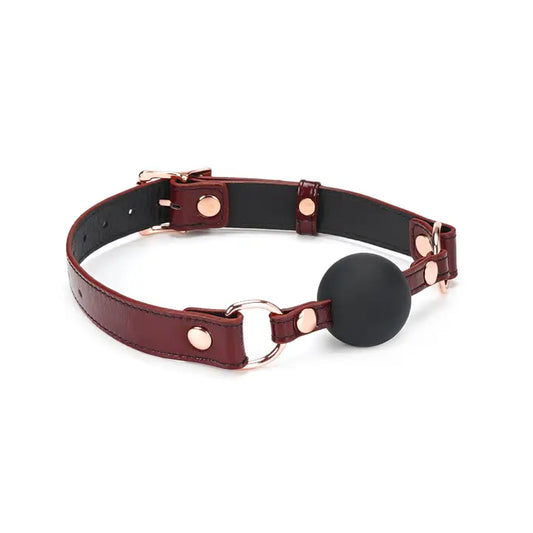 Wine Red - 1.7 Inch Silicone Ball Gag with Leather Buckle Straps