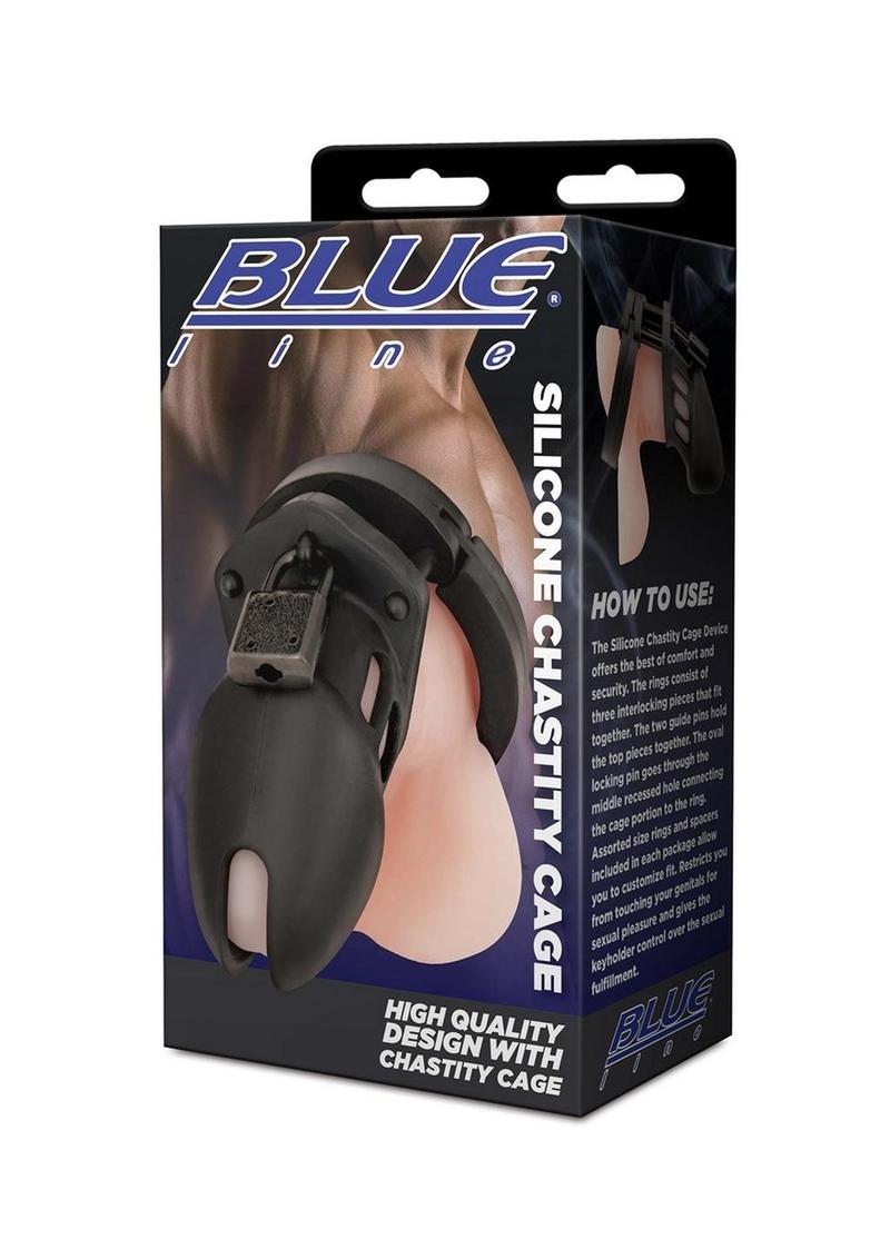 Blue Line Silicone Chastity Cage