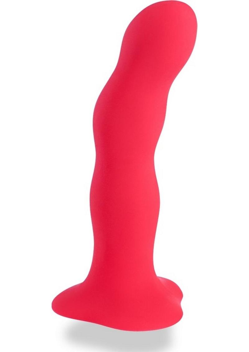 Fun Factory Bouncer Silicone Rumbling Dildo with Weighted Balls - Red