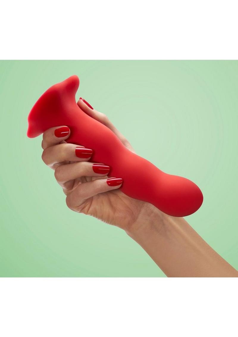 Fun Factory Bouncer Silicone Rumbling Dildo with Weighted Balls - Red