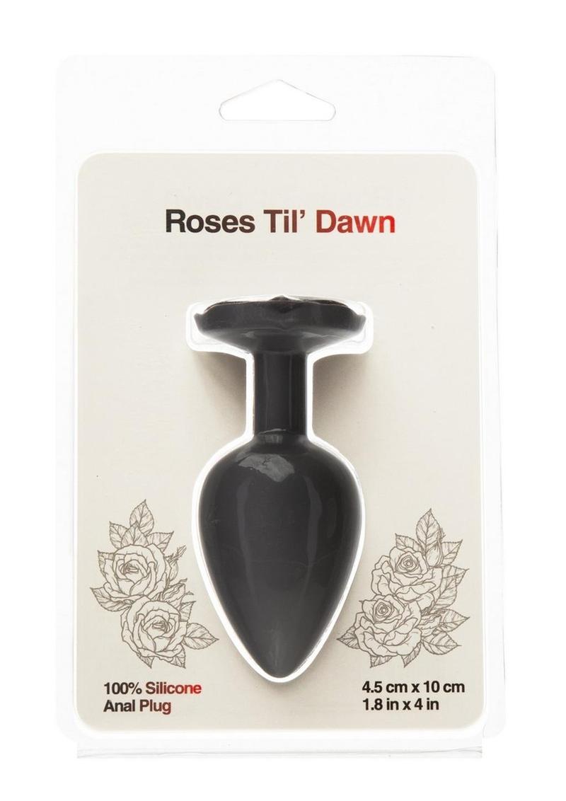 Roses Til Dawn Silicone Butt Plug - Black