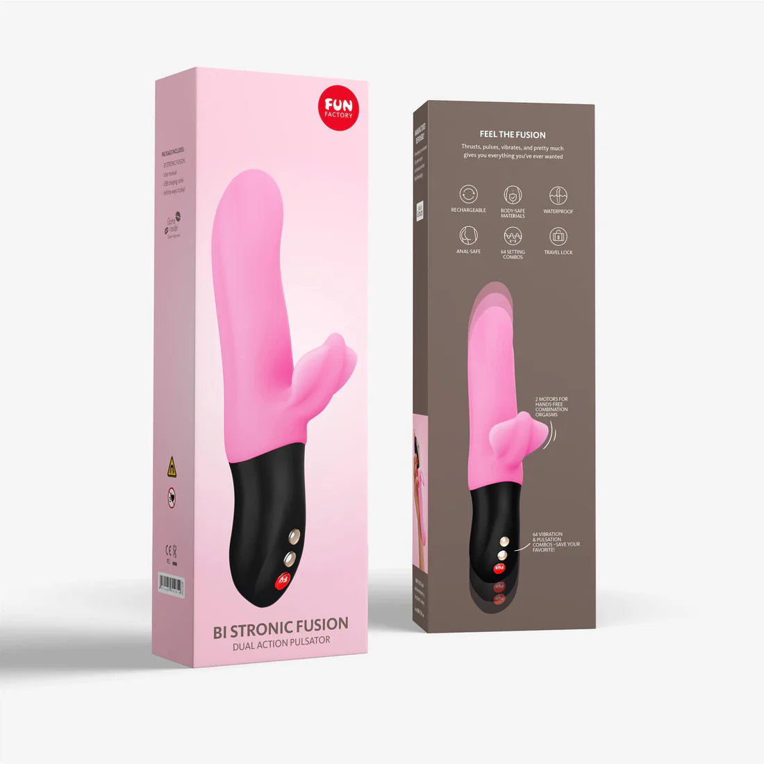 Bi Stronic Fusion Silicone Dual Action Pulsator with Clitoral Stimulator - Candy Rose