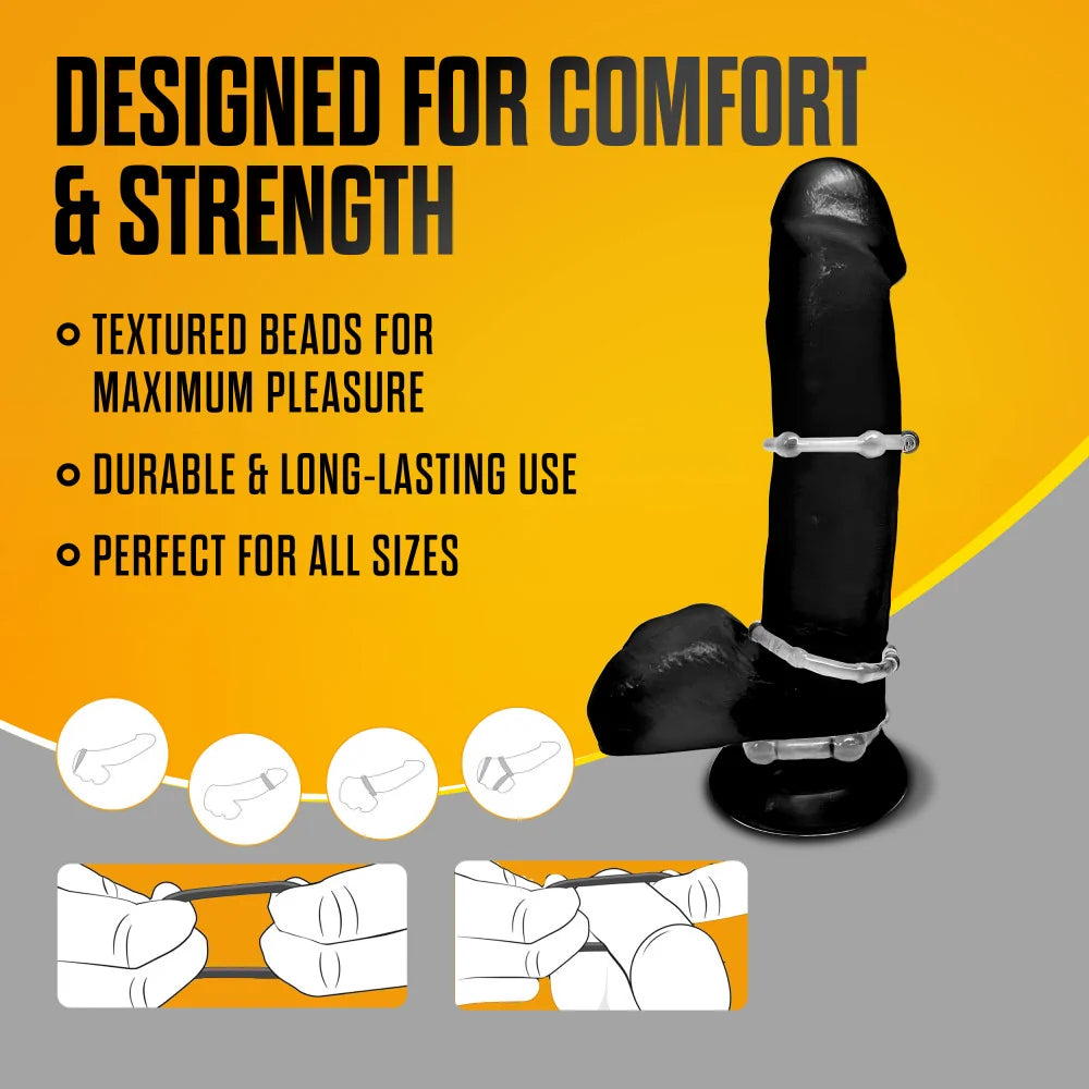 Stay Hard | 3pc Beaded Cock Rings | Intentsify Erections