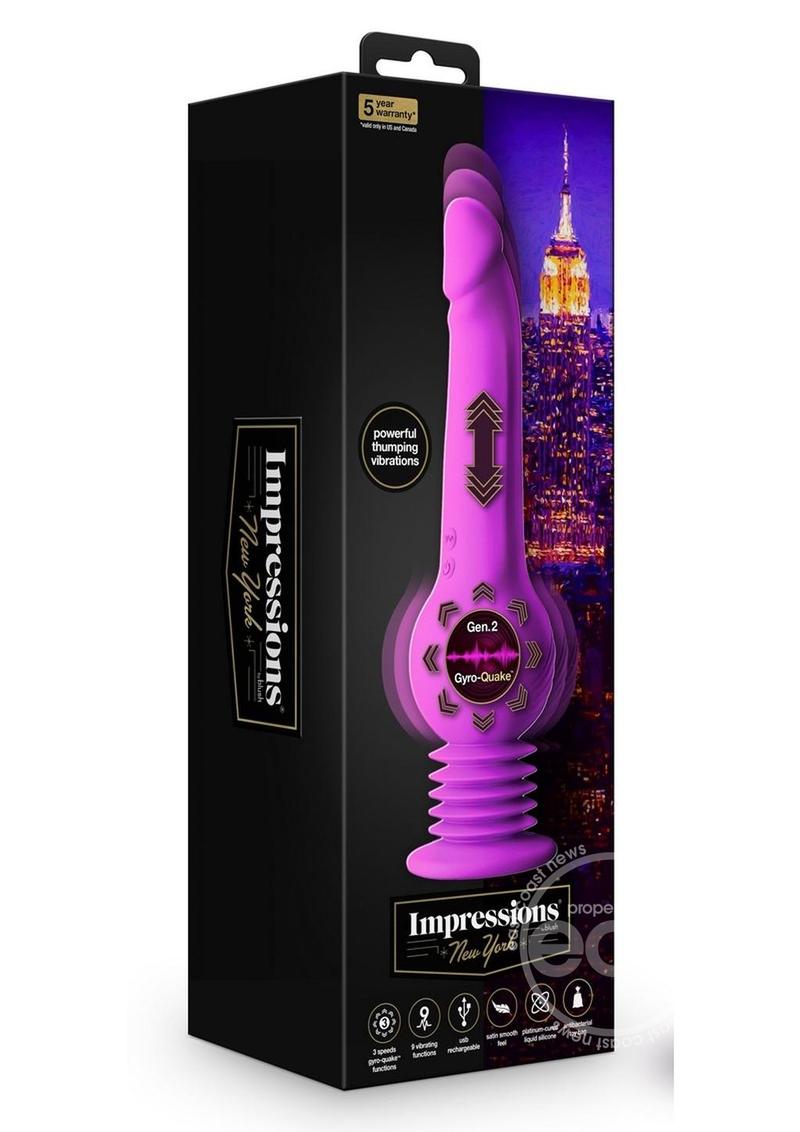 Impressions New York Rechargeable Silicone Gyro-Quake Dildo - Purple