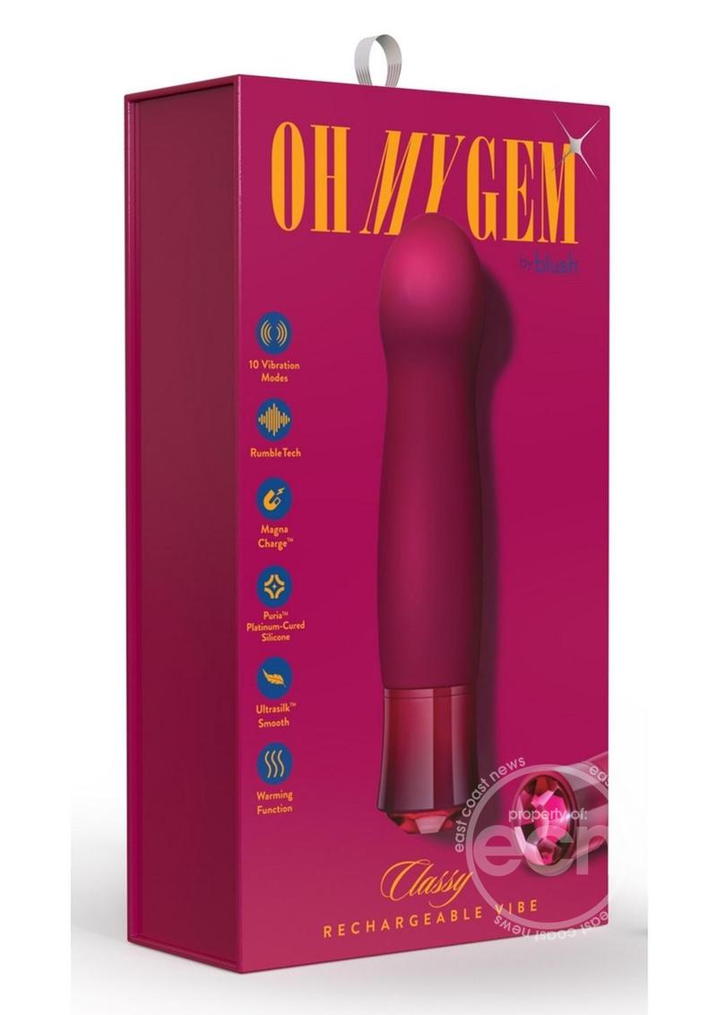 Oh My Gem Classy Rechargeable Silicone Vibrator - Garnet Red