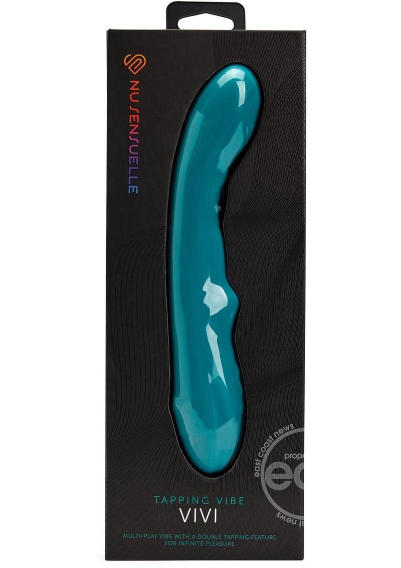 Nu Sensuelle Vivi Rechargeable Silicone Double Tapping Vibrator with Clitoral Stimulation - Emerald Green