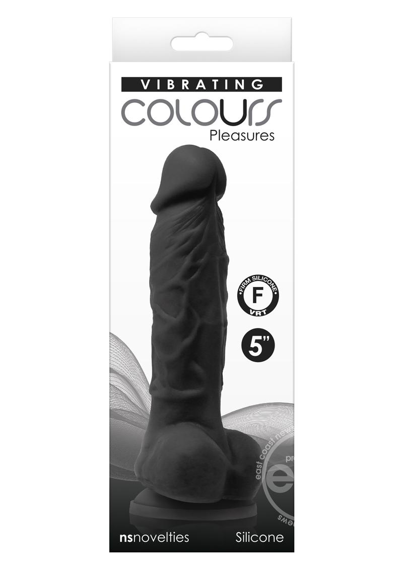 Colours Pleasures Silicone Vibrating Dildo with Balls 5in - Black