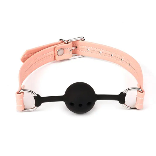 Liebe Seele | Vegan Leather Breathable Ball Gag | Pink & Silver