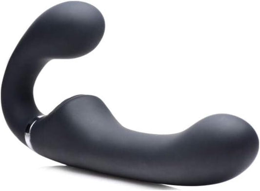 Strap U Mighty Rider 10x Silicone Rechargeable Strapless Strap-On with Remote Control - Black