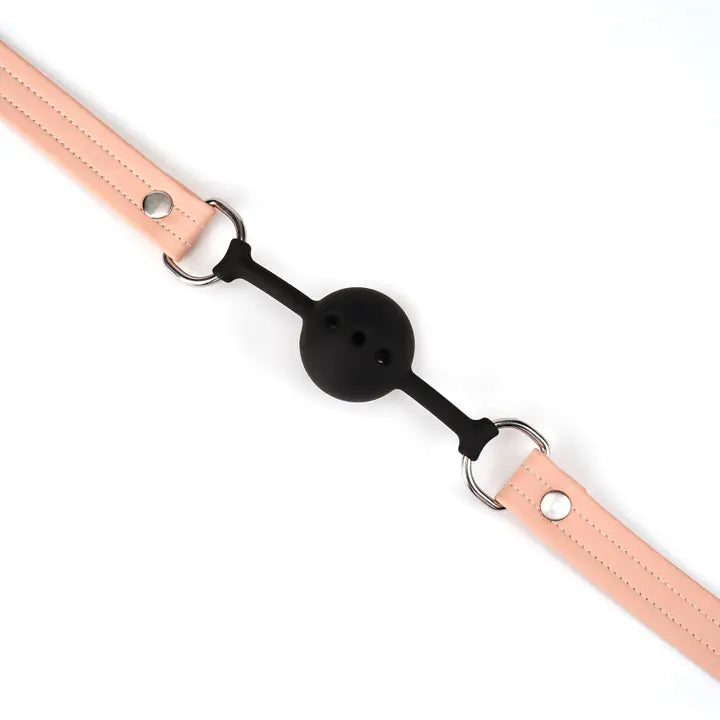 Liebe Seele | Vegan Leather Breathable Ball Gag | Pink & Silver