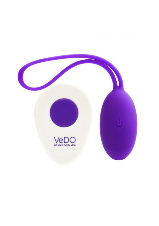 VeDO Peach Rechargeable Silicone Egg Vibrator with Remote Control - Into You Indigo