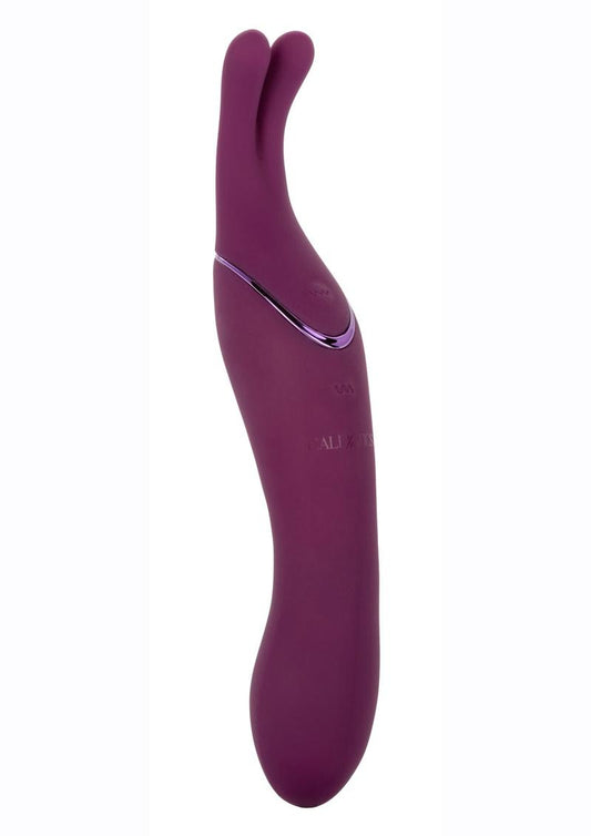 Tempt & Tease Sass Rechargeable Silicone Vibrator with Clitoral Stimulator - Purple