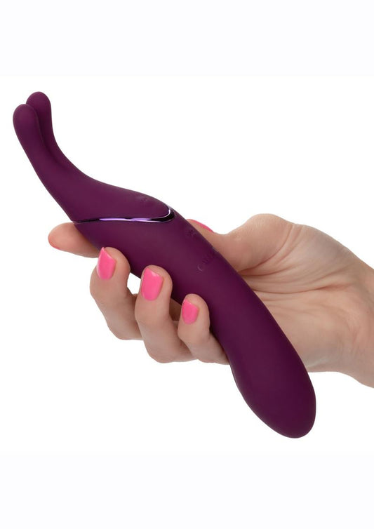 Tempt & Tease Sass Rechargeable Silicone Vibrator with Clitoral Stimulator - Purple