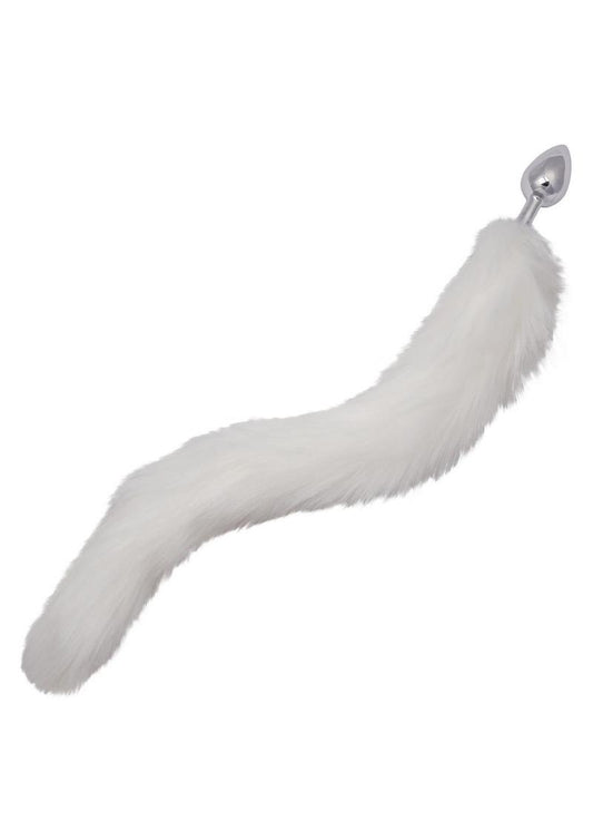 Running Wild Faux Fur Tail and Metallic Anal Plug - White