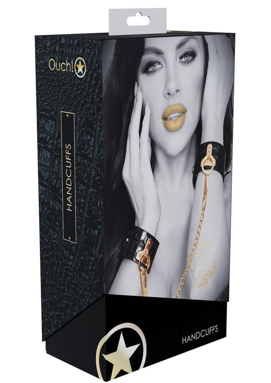 Ouch! | "Rome" Handcuffs | Alligator-Print Vegan Leather Wrist Cuffs