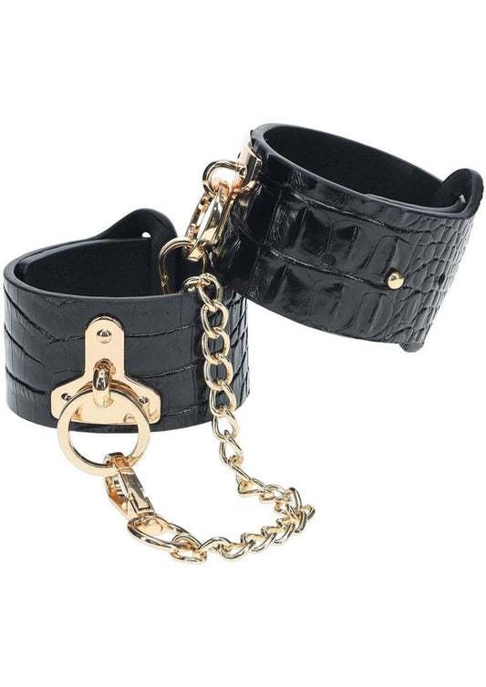 Ouch! | "Rome" Handcuffs | Alligator-Print Vegan Leather Wrist Cuffs
