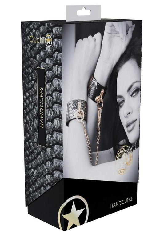 Ouch! | "Florence" Handcuffs | Snake-Print Vegan Leather Wrist Cuffs