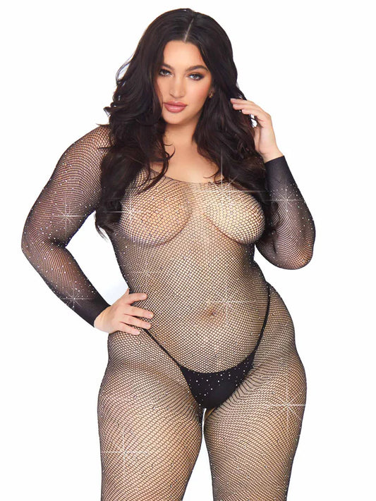 Leg Avenue Plus Please Me Rhinestone Bodystocking
