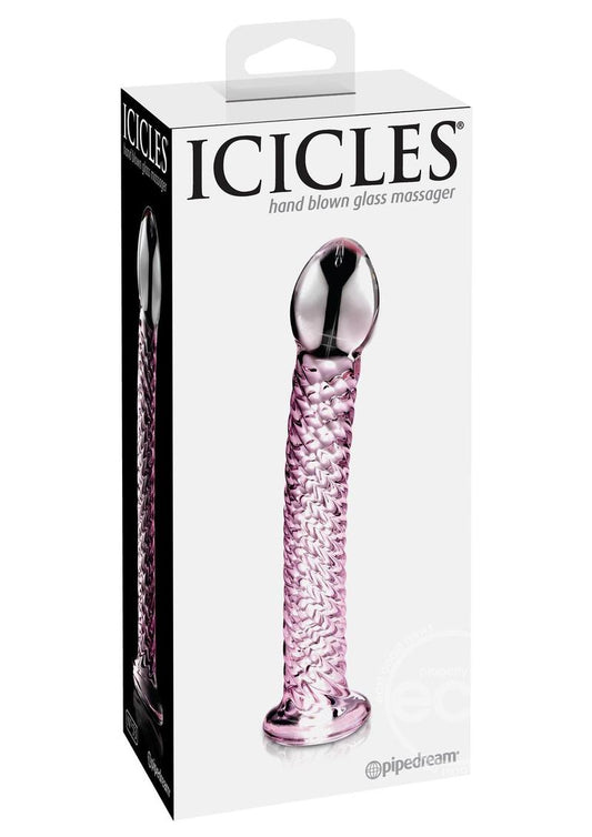 Icicles No 53 Textured Glass Dildo 6.75in