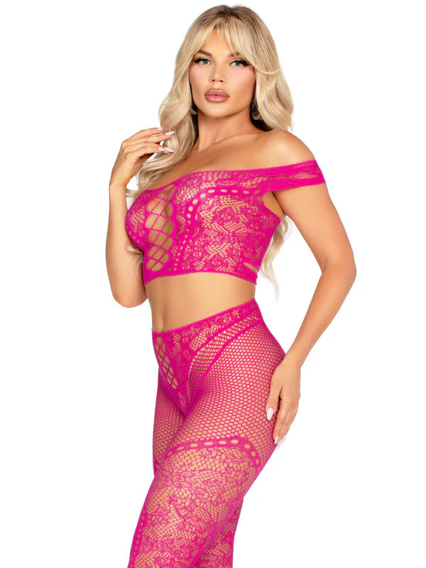 Leg Avenue | Crop Top & Leggings Set | Net & Lace Lingerie