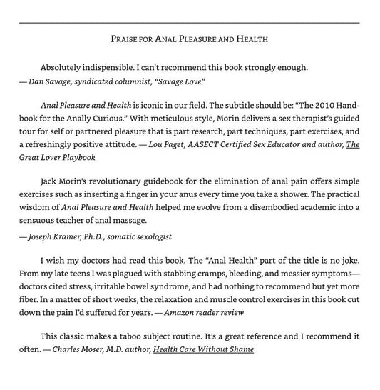 Anal Pleasure and Health: A Guide for Men, Women and Couples