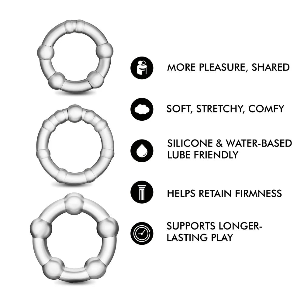 Stay Hard | 3pc Beaded Cock Rings | Intentsify Erections