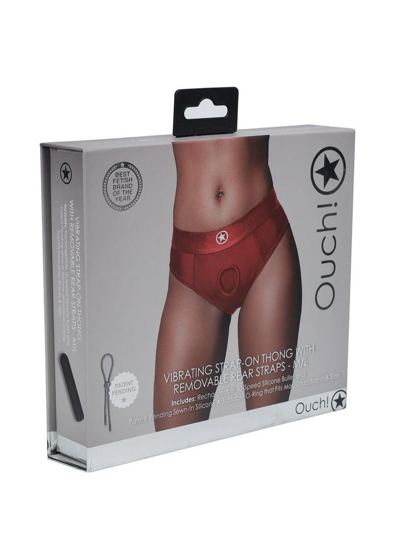 Ouch! Vibrating Strap-On Thong with Rechargeable Bullet