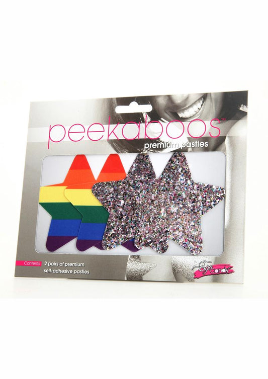 Peekaboo | Pride Pasties | Rainbow Glitter Stars Nipple Cover