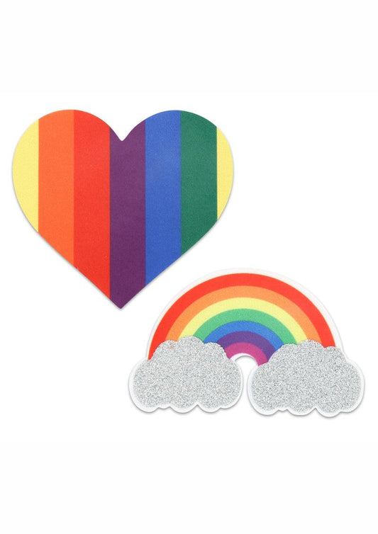 Peekaboo | Pride Pasties | Glitter Rainbows and Hearts Nipple Covers