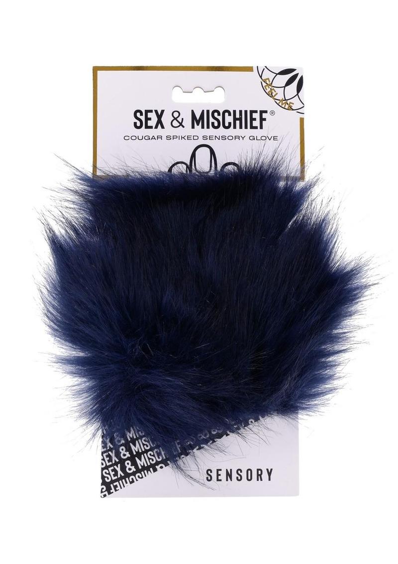 Sportsheets | "Cougar" Spiked Fuzzy Sensory Glove | Navy/Gold