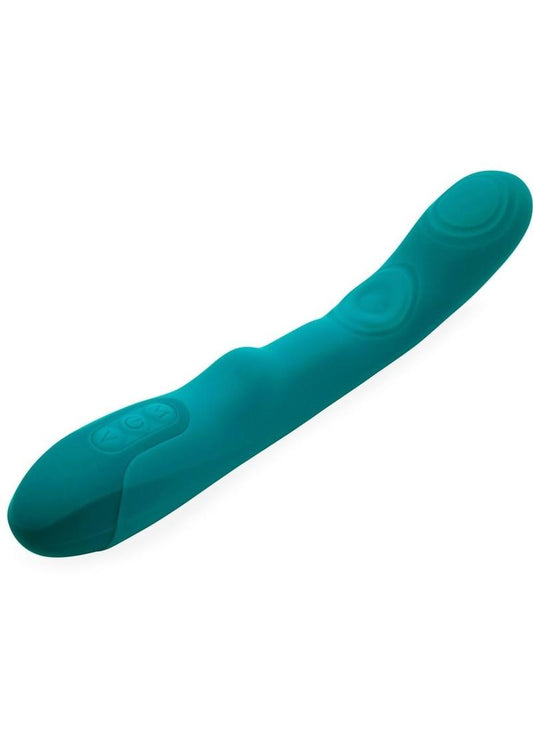 Nu Sensuelle Vivi Rechargeable Silicone Double Tapping Vibrator with Clitoral Stimulation - Emerald Green
