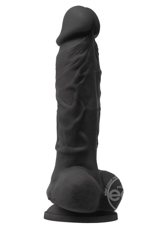 Colours Pleasures Silicone Vibrating Dildo with Balls 5in - Black
