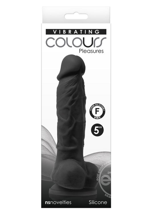 Colours Pleasures Silicone Vibrating Dildo with Balls 5in - Black