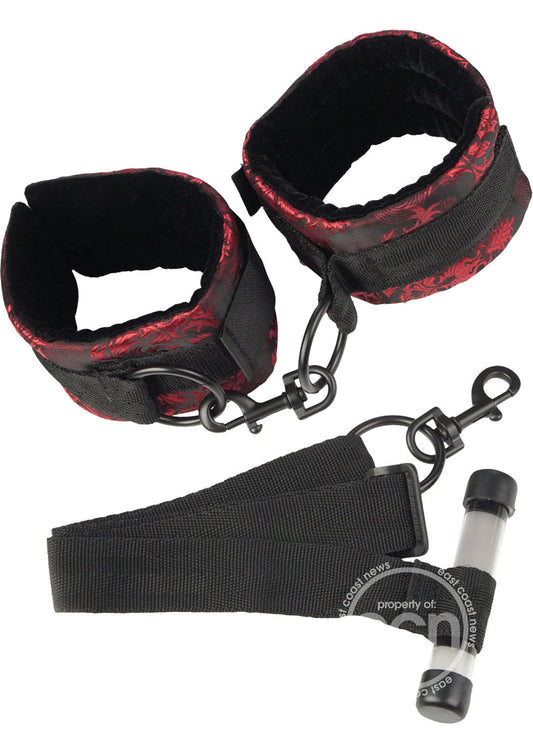 Scandal Over The Door Cuffs - Red/Black