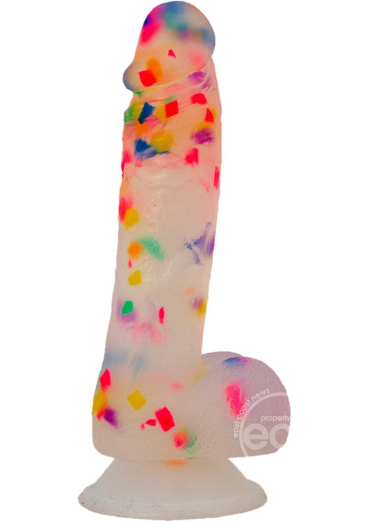 Addiction Party Marty Silicone Dildo with Balls 7.5in - Multicolor