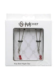 Sex & Mischief Ruby Black Adjustable Nipple Clips with Beads