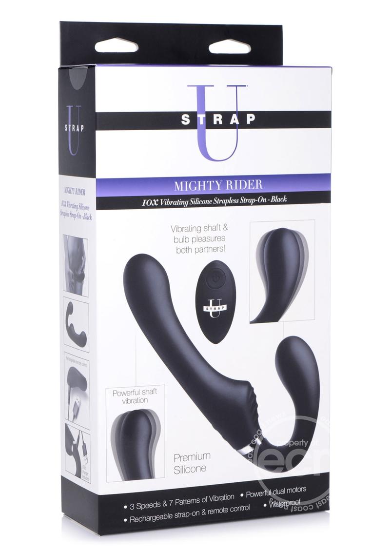 Strap U Mighty Rider 10x Silicone Rechargeable Strapless Strap-On