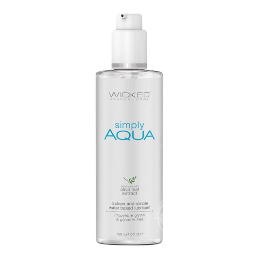 Wicked Simply Aqua Water Based Lubricant With Olive Leaf Extract 4oz